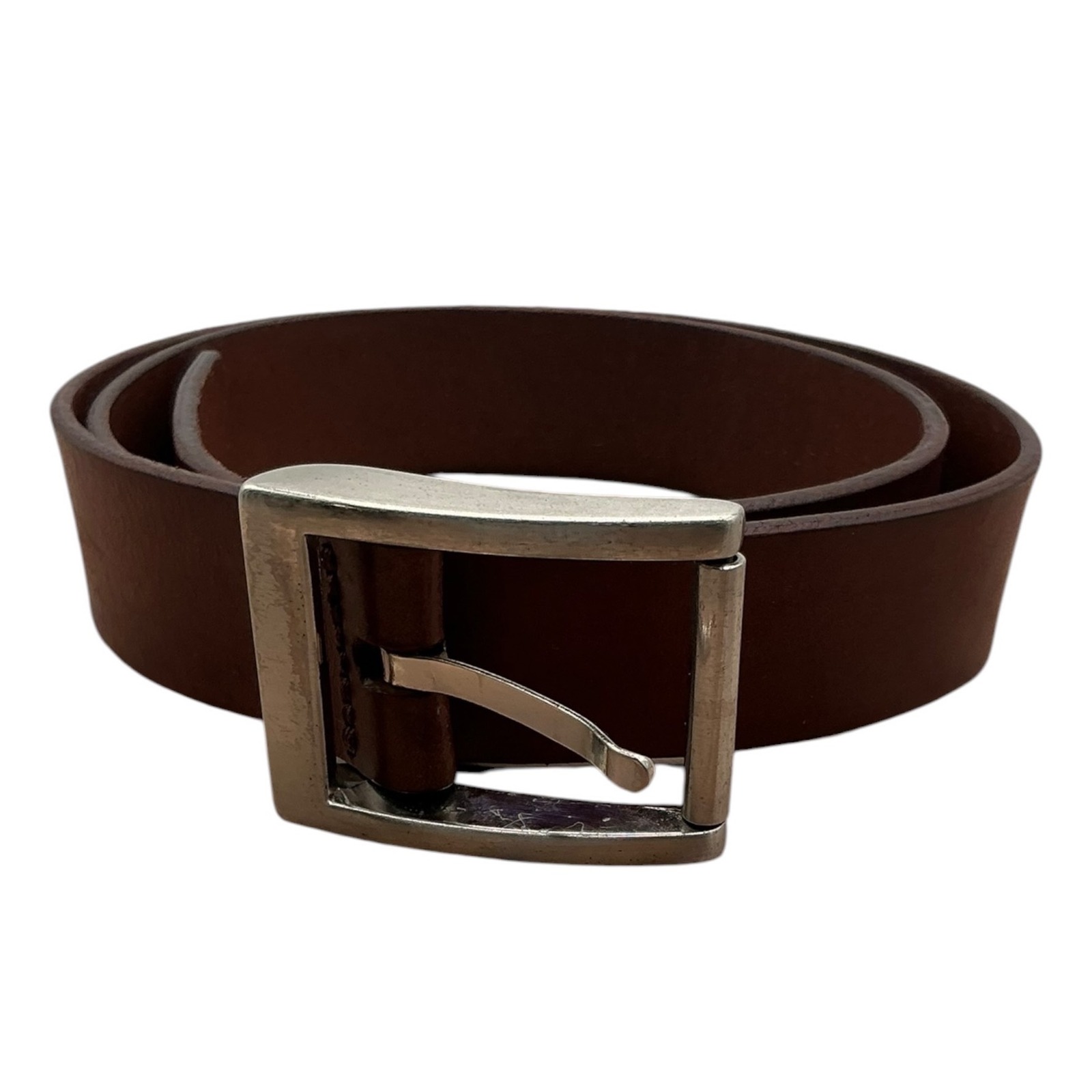 Kenneth Cole Brown Leather Belt Silver Buckle Argentine Leather Size 34/85